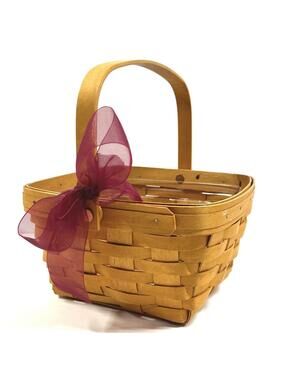 Longaberger 2001 Medium Berry Basket with Liner ~ 8.5” x 8.5” x 5” Vintage